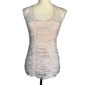Sachin + Babi Cream Silk Sheet XS Sleeveless Party Cocktail Sheer Mesh Shoulder